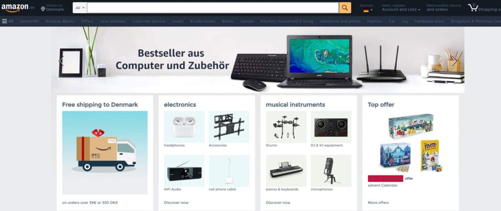 amazon denmark via germany